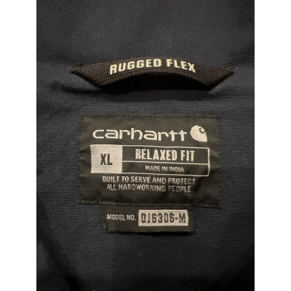 Carhartt Rugged Flex Jacket Mens XL Navy Blue OJ6306-M Relaxed Fit Workwear - Picture 9 of 16